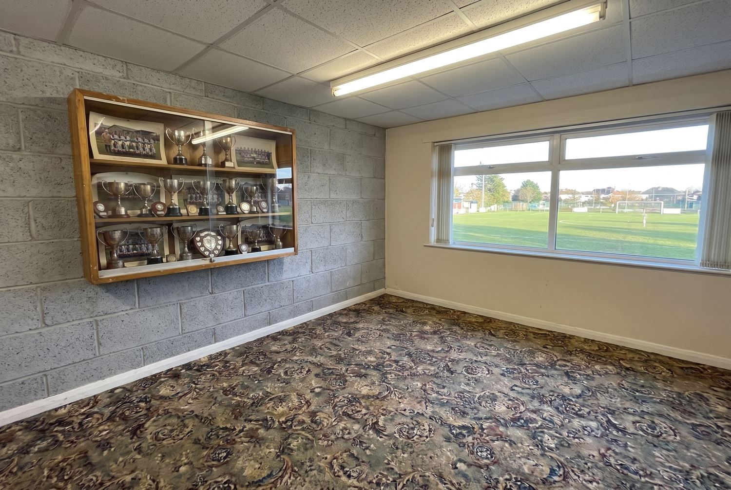The inside of the clubhouse, back across the room.