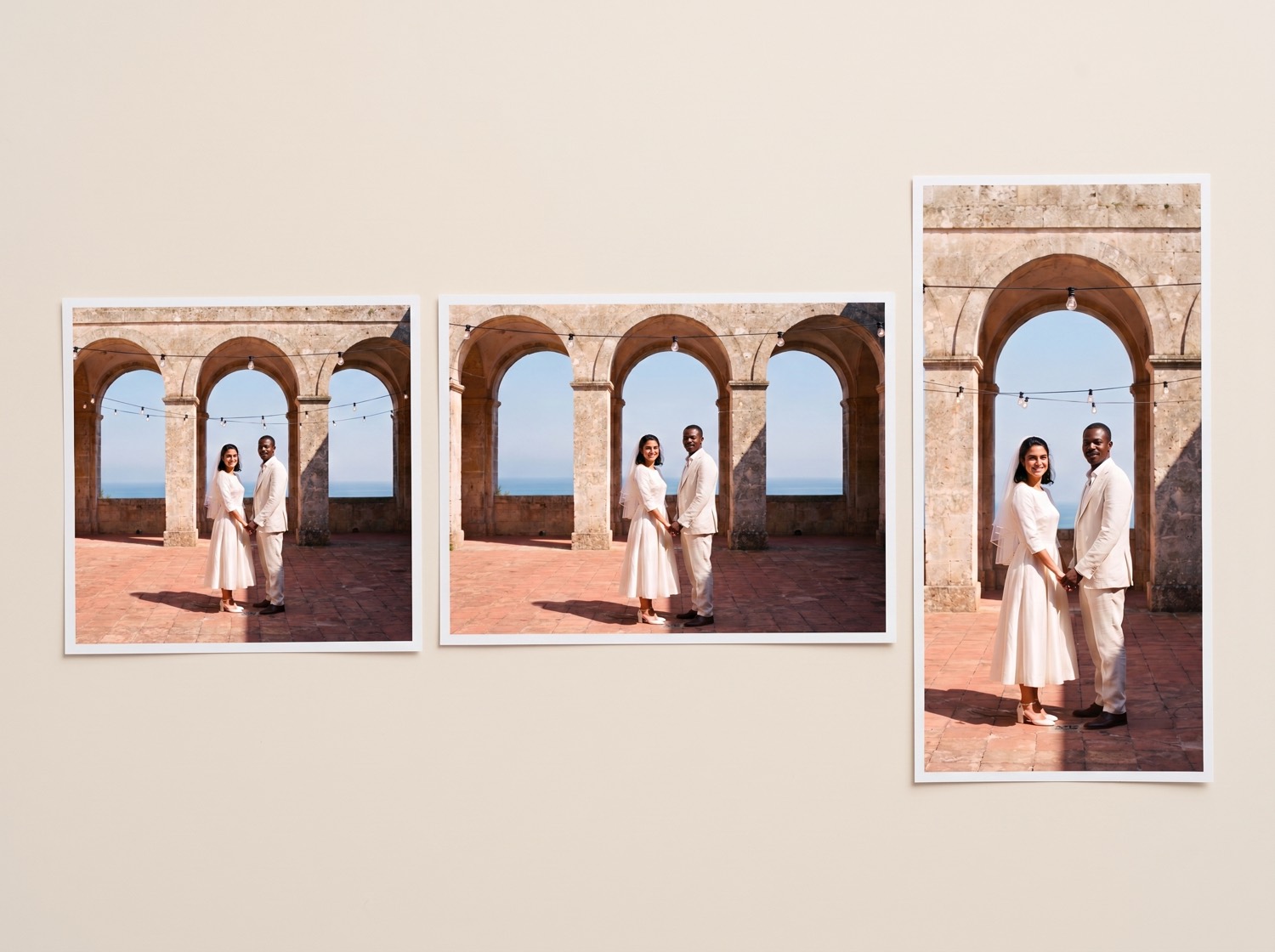 The same photo prepared at three different aspect ratios and laid side by side.